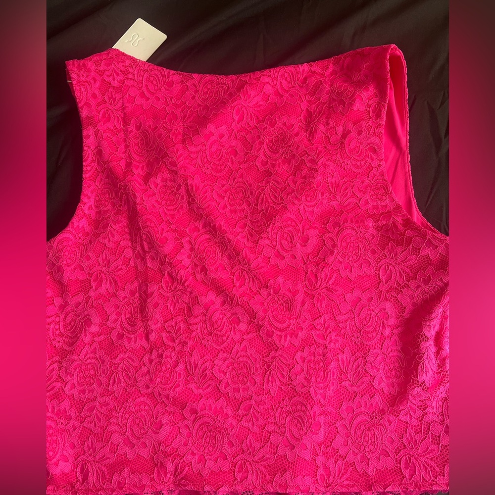 ReoRia Women's Pink Lace Top - Picture 2 of 3